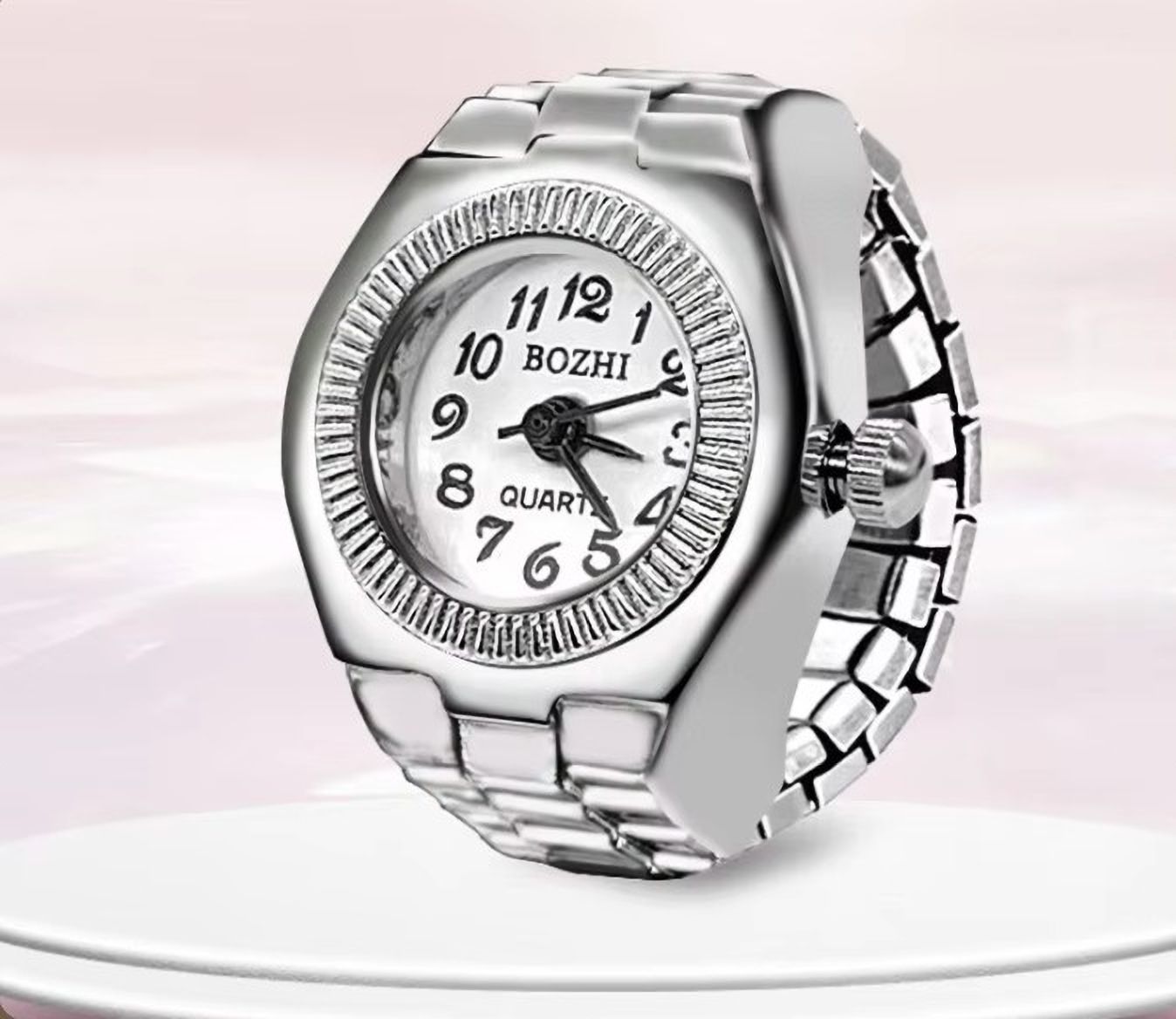 thrillz Adjustable Watch Ring For Girls Women Stainless Steel Silver Plated Ring-picture-32