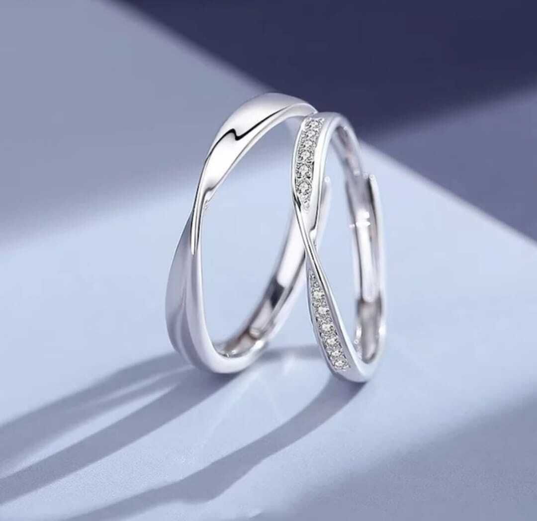 lyzoo Ring | Ring for Girls | Party Wear Ring | Work Place Ring | Couple Ring Alloy, Stainless Steel, Silver Cubic Zirconia Silver Plated Ring Set-picture-3