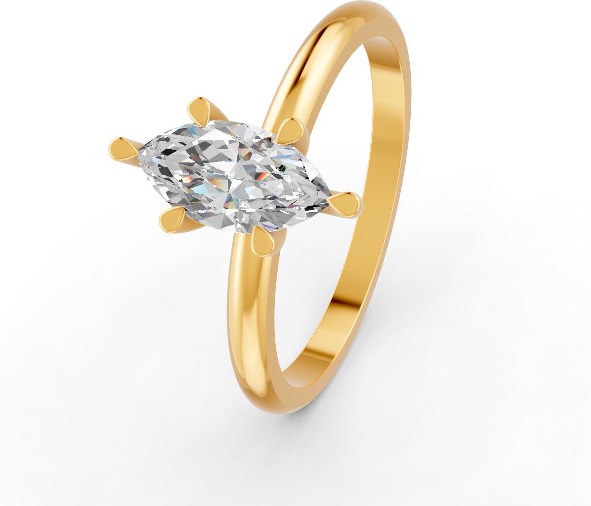 forever jewels Ring For Women & Girls, 2Ct Gold Plated Marqiuse Cut 6 Prongs Sterling Silver Sterling Silver Plated Ring-picture-12