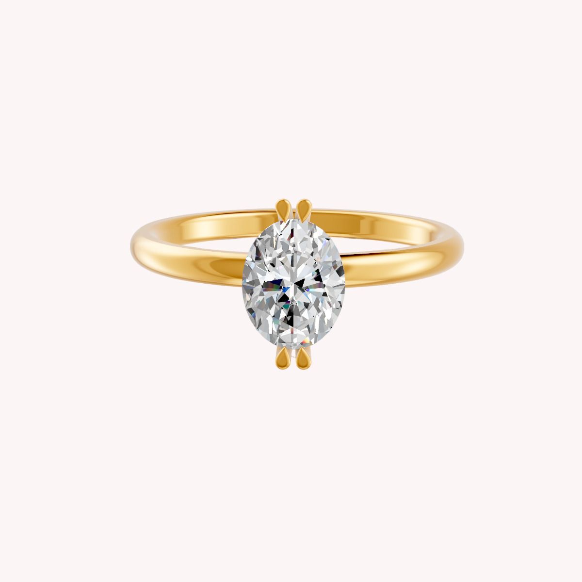 ring for women & girls, 5ct gold plated oval cut double prongs sterling silver moissanite sterling silver plated ring