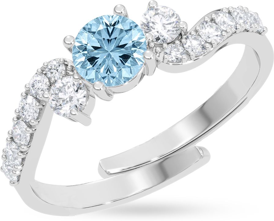 clara Mykonos Blue Trilogy Sterling Silver Cubic Zirconia Platinum Plated Ring-picture-5