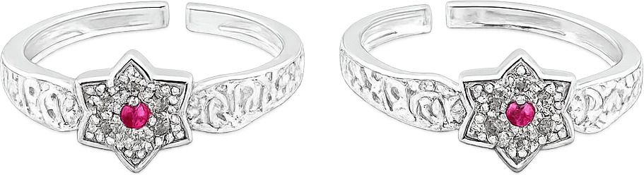 sahiba gems Designer Star Shape Toe Rings ( Bichiya for Women ) ~ 2 Pieces Set Silver Zircon Toe Ring-picture-36