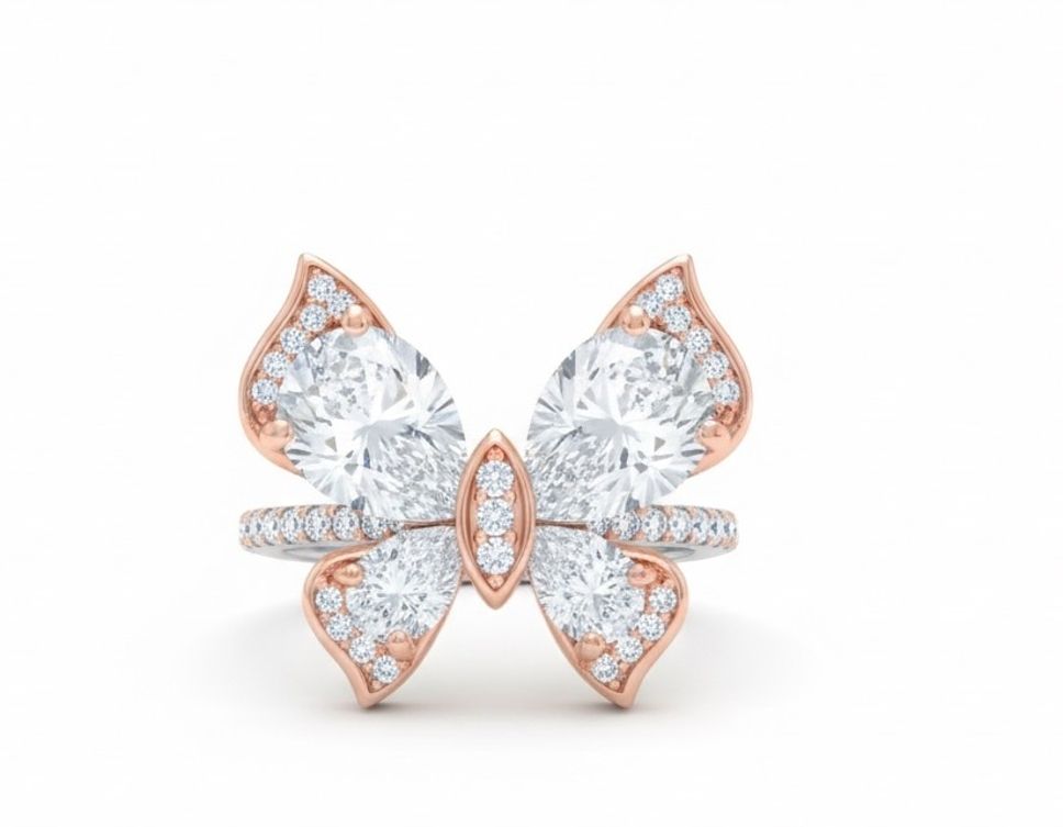 jewelry4u 925 Sterling Silver Royale Butterfly Ring Sterling Silver Cubic Zirconia Sterling Silver, Rhodium Plated Ring-picture-22