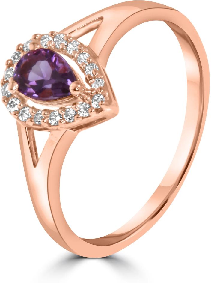 The Plum Allure Sterling Silver Amethyst, Moissanite Gold Plated Ring-image-10