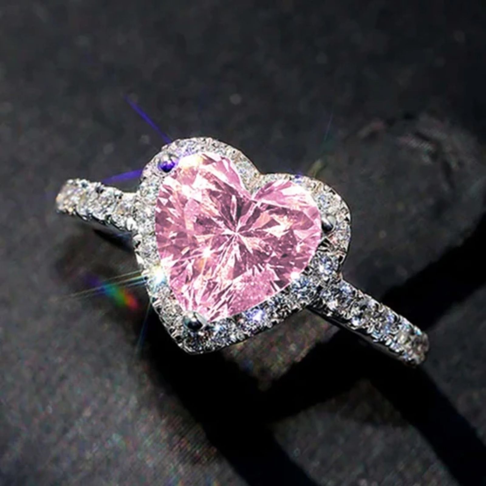 zarkan Authentic 925 Hallmark Silver Pink Heart Love Ring –Ideal Gift Sterling Silver Zircon Rhodium Plated Ring-picture-11