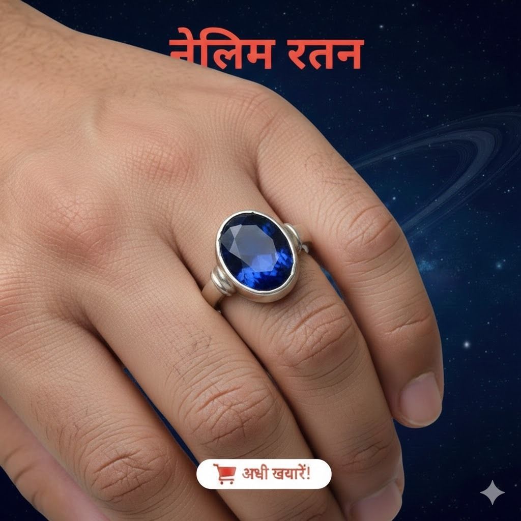 Neelam Stone Original Certified Blue Sapphire Silver Plated Adjustable Brass Sapphire Silver Plated Ring-image-46