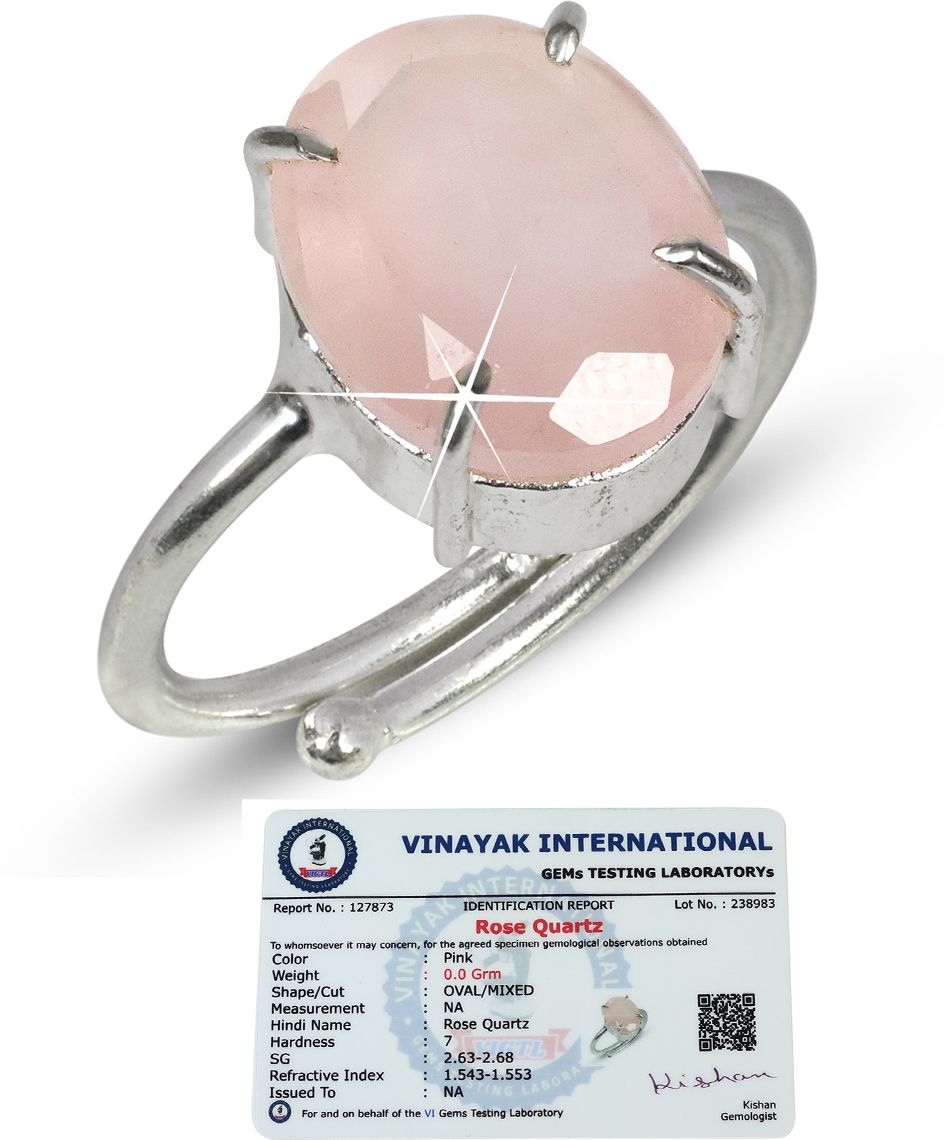 Certified Natural Rose Quartz Gemstone Adjustable Ring for Unisex Crystal Quartz Ring-image-11