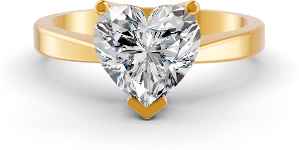 3Ct Heart Cut Moissanite Women V Prong Solitaire Ring 14K Yellow Gold Plated Sterling Silver Moissanite Gold Plated Ring-image-3