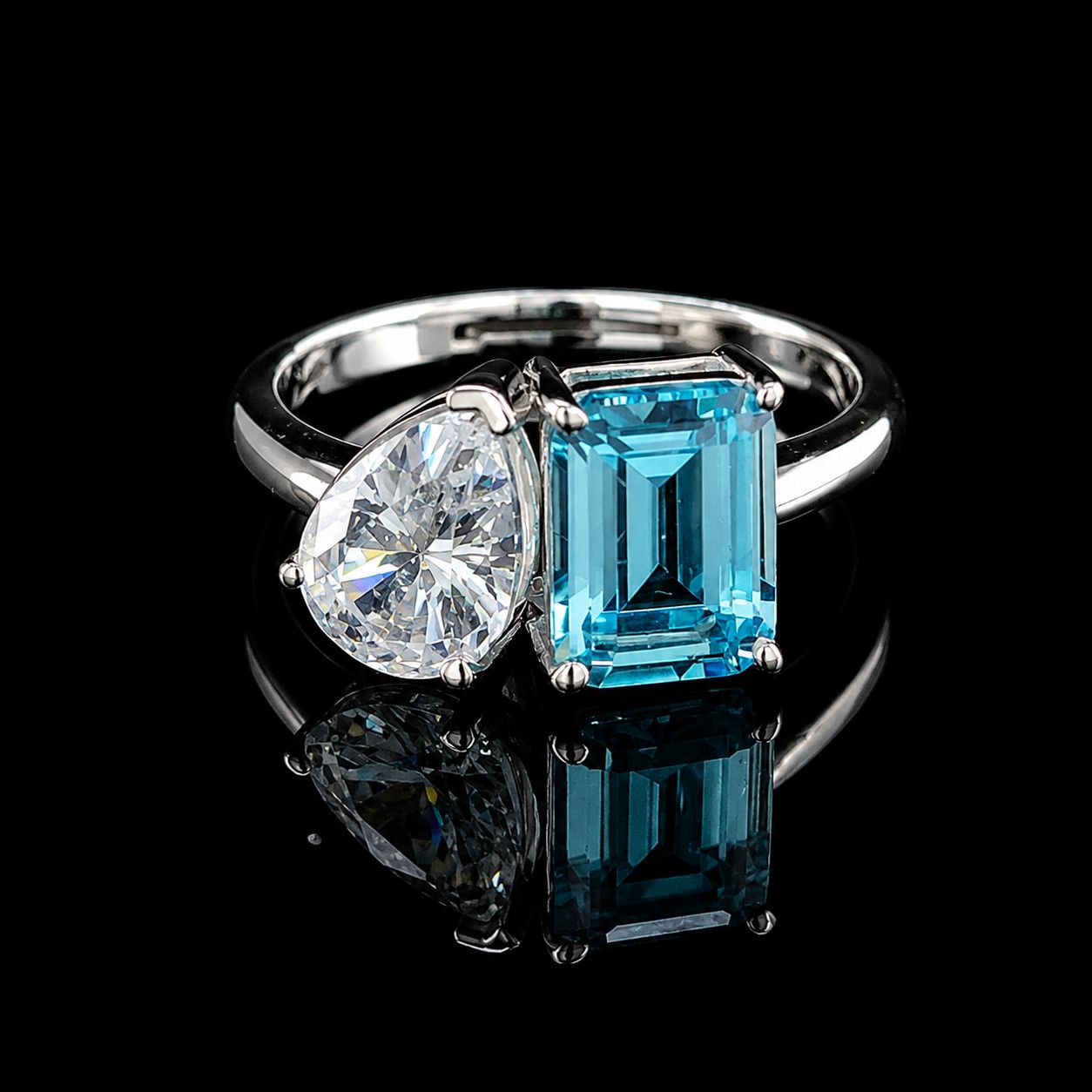 paras jewels Toi Et Moi Ring for Women Silver, Sterling Silver Cubic Zirconia Rhodium Plated Ring-picture-33