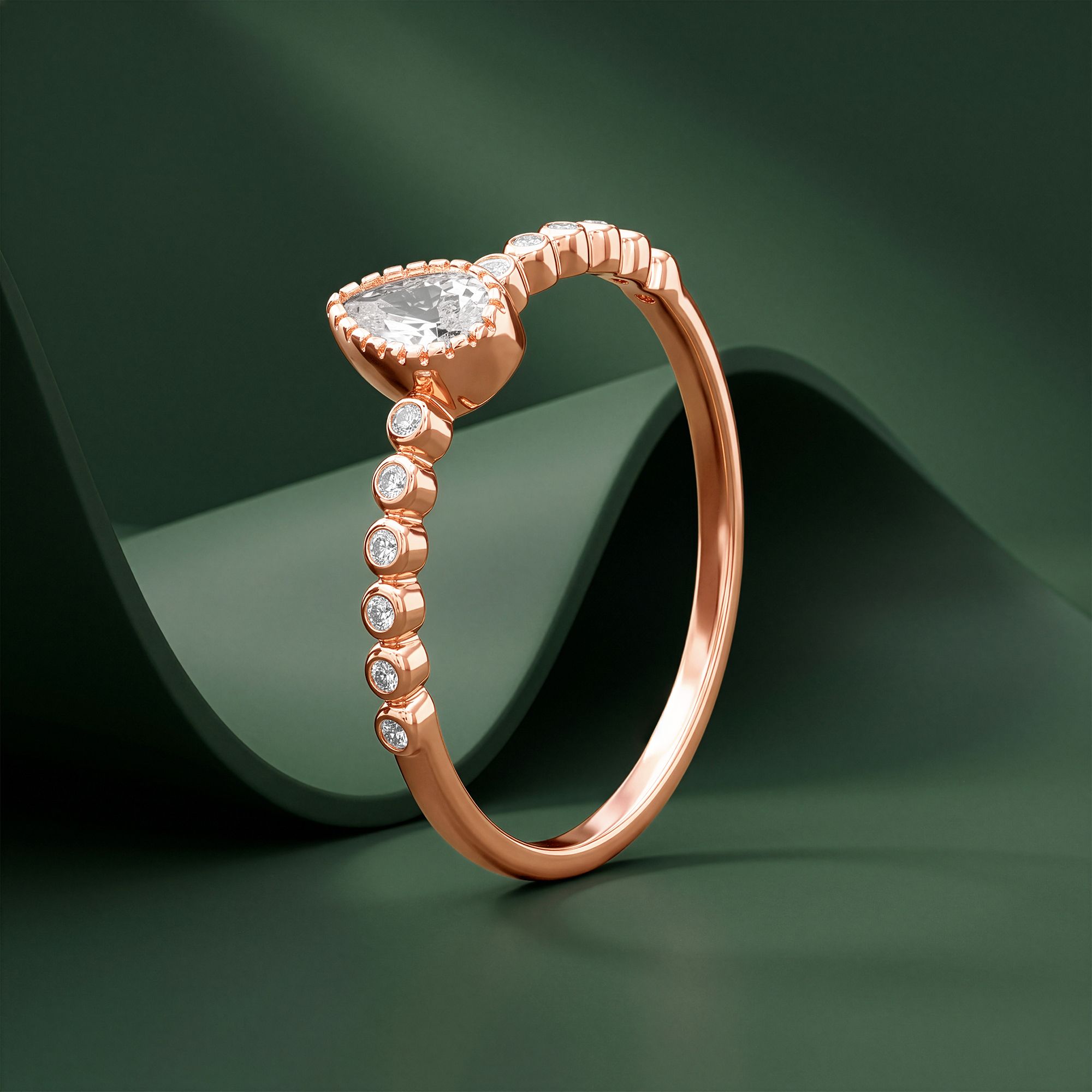 giva 925 Silver Rose Gold Bubbles Pear Ring, Fixed Size Sterling Silver Cubic Zirconia Rhodium Plated Ring-picture-11
