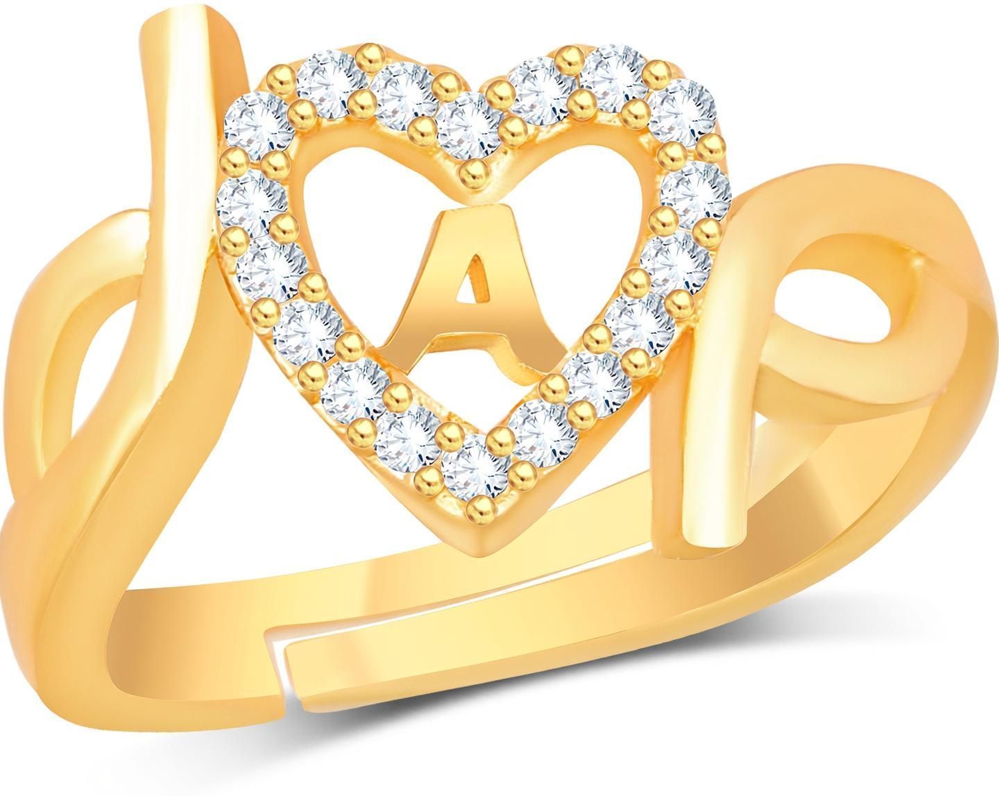 house of common Valentine Love Initial Letter A Ring for Girls stylish design Gold plated ring Brass Cubic Zirconia Gold Plated Ring-picture-44