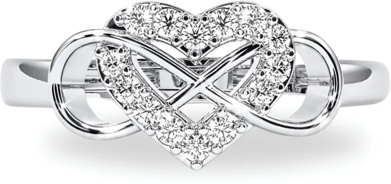 Infinity Heart Propose 925 Sterling Silver Ring For Girls & Women Silver Zircon Rhodium Plated Ring