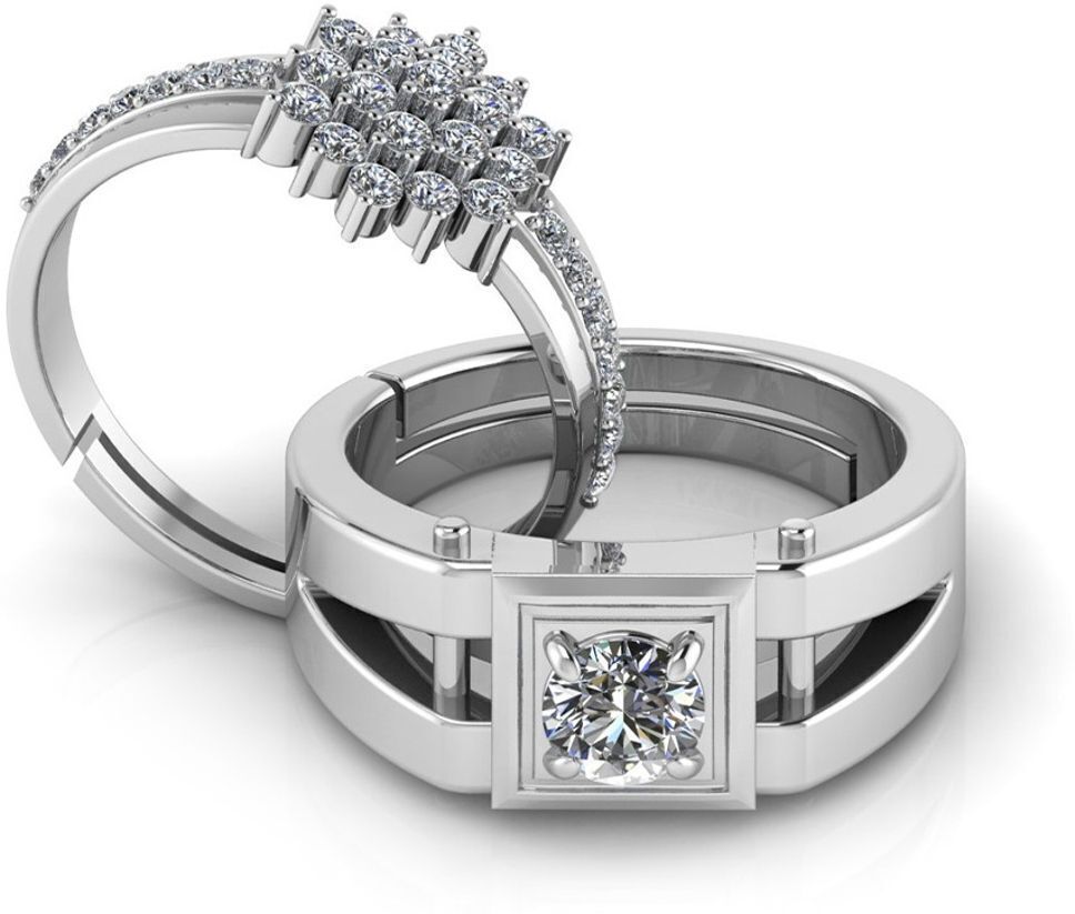 Zircon Diamond Couple Adjustable Combo Rings Set – Luxury Gift for Men & Women, Sterling Silver Cubic Zirconia Rhodium Plated Ring-image-47