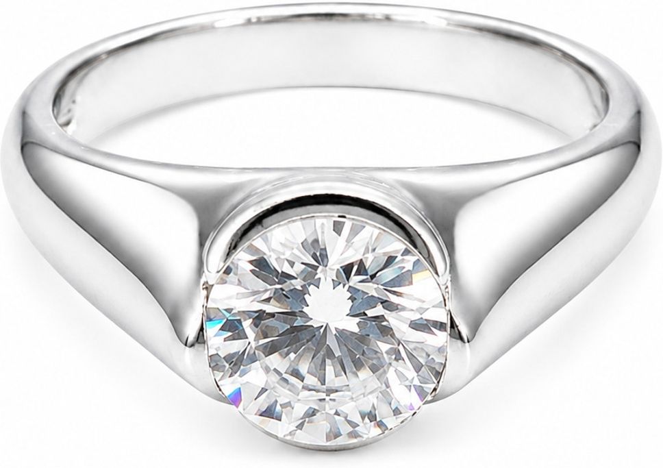 mak jewellery 925 Sterling Silver Bezel Set Solitaire Ring for Women Sterling Silver Diamond Rhodium Plated Ring-picture-13