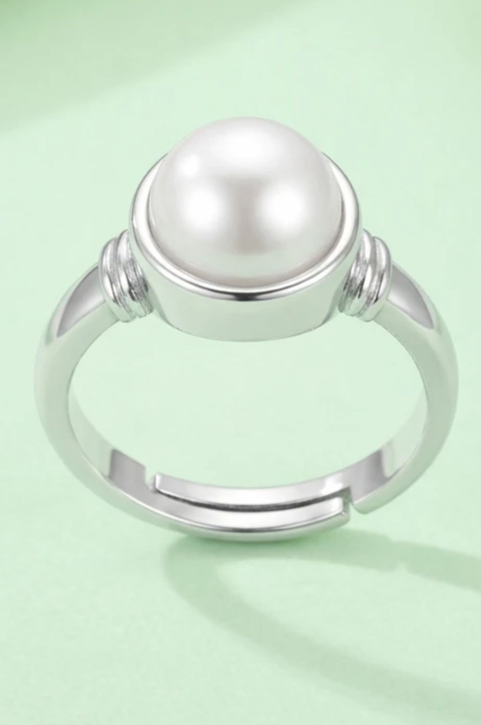 A+ Quality Pearl Moti Gemstone Ring for Women's and Men's Brass, Silver Pearl Silver Plated Ring-image-37