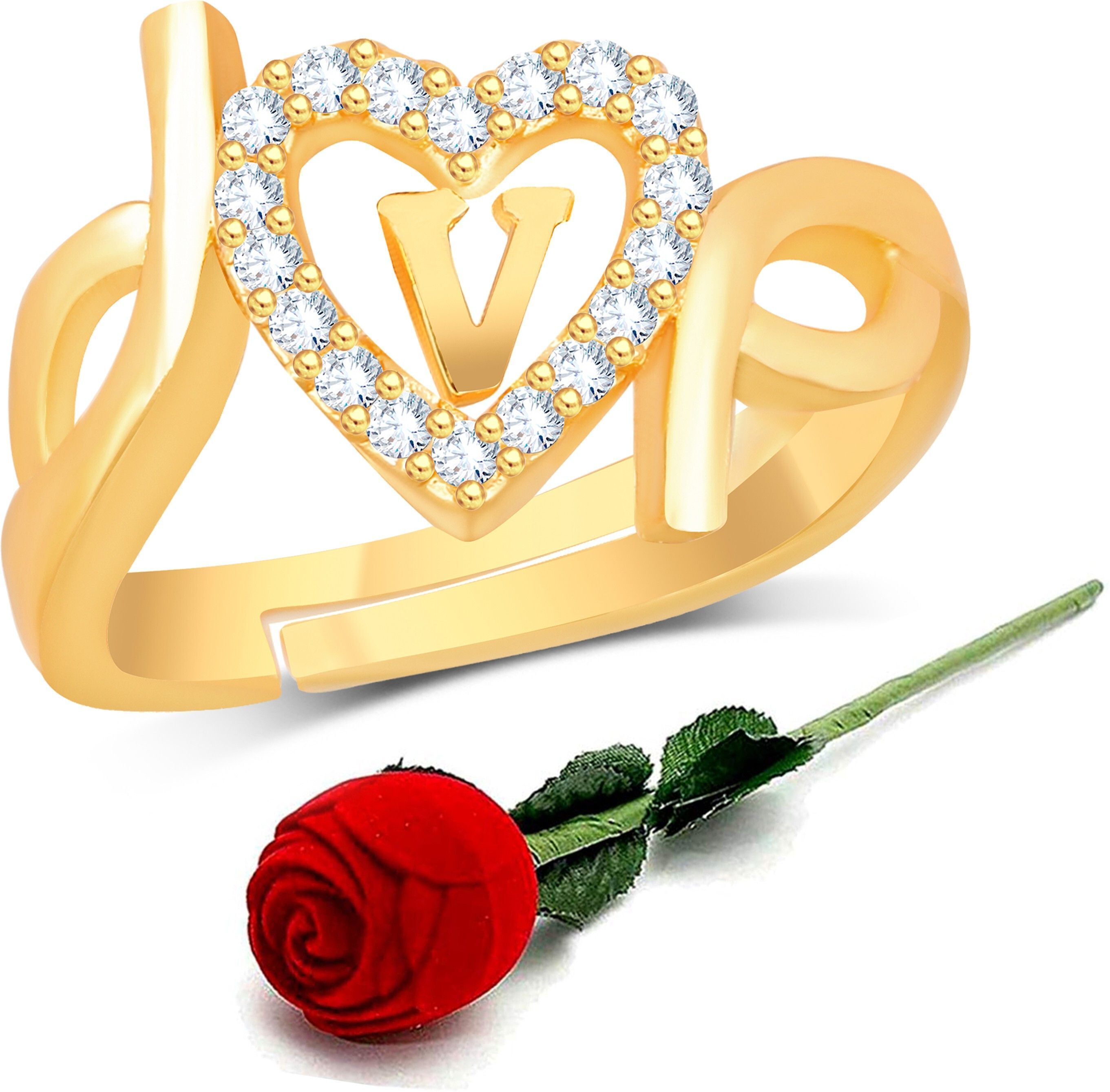 house of common Brass Cubic Zirconia Gold Plated Ring Set-picture-36
