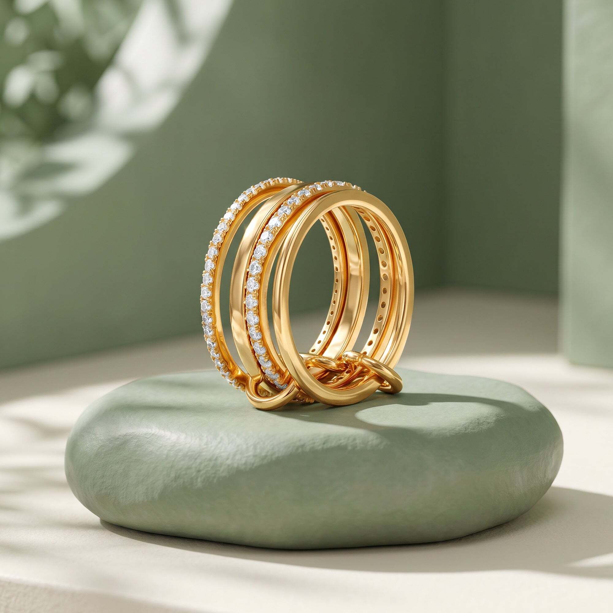 giva Silver Golden Creulla Stackable Ring, Fixed Size Sterling Silver Zircon Rhodium Plated Ring-picture-35