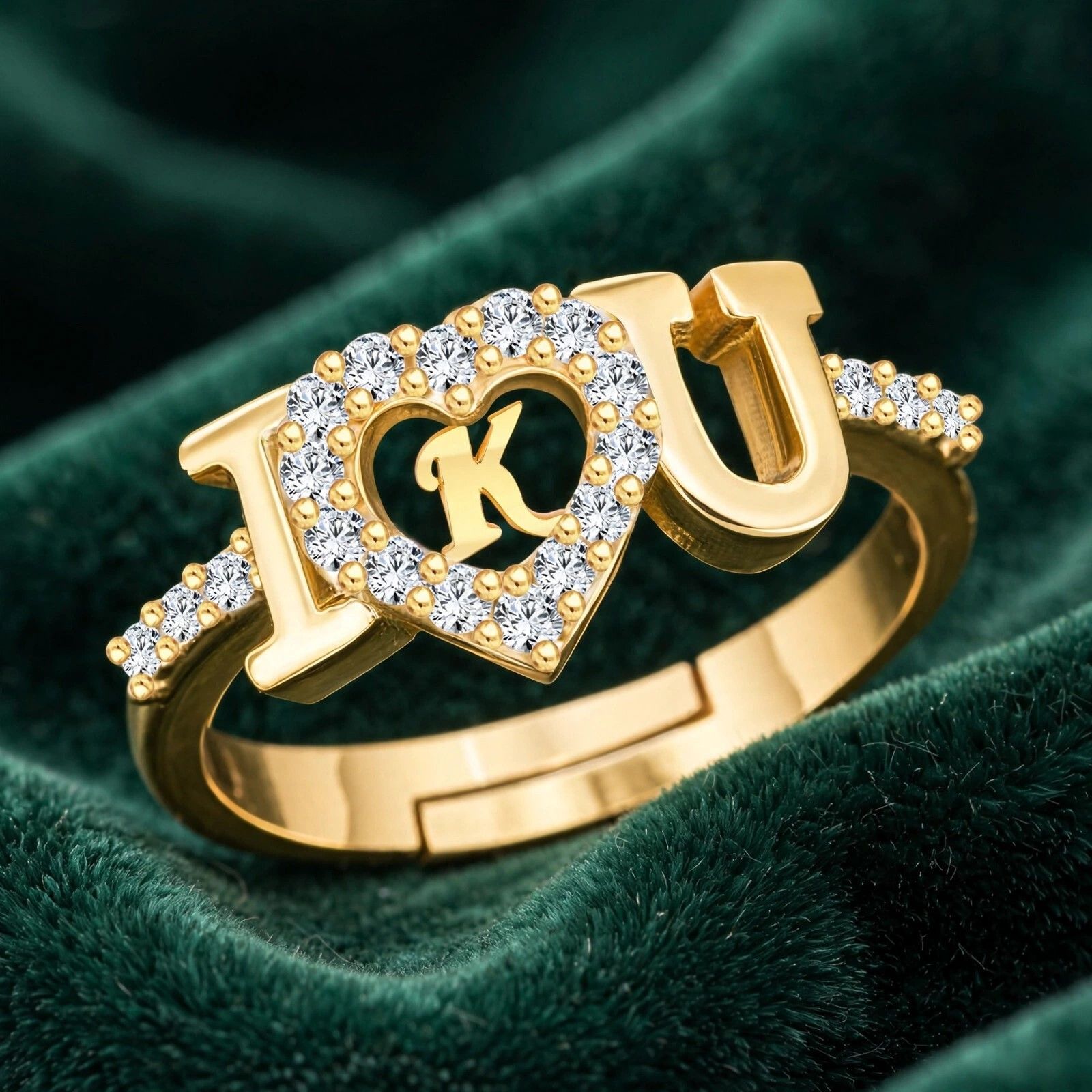 iga collection Valentine Latest Customised Trendy Look Alphabetical Rings Brass Cubic Zirconia Ring-picture-19