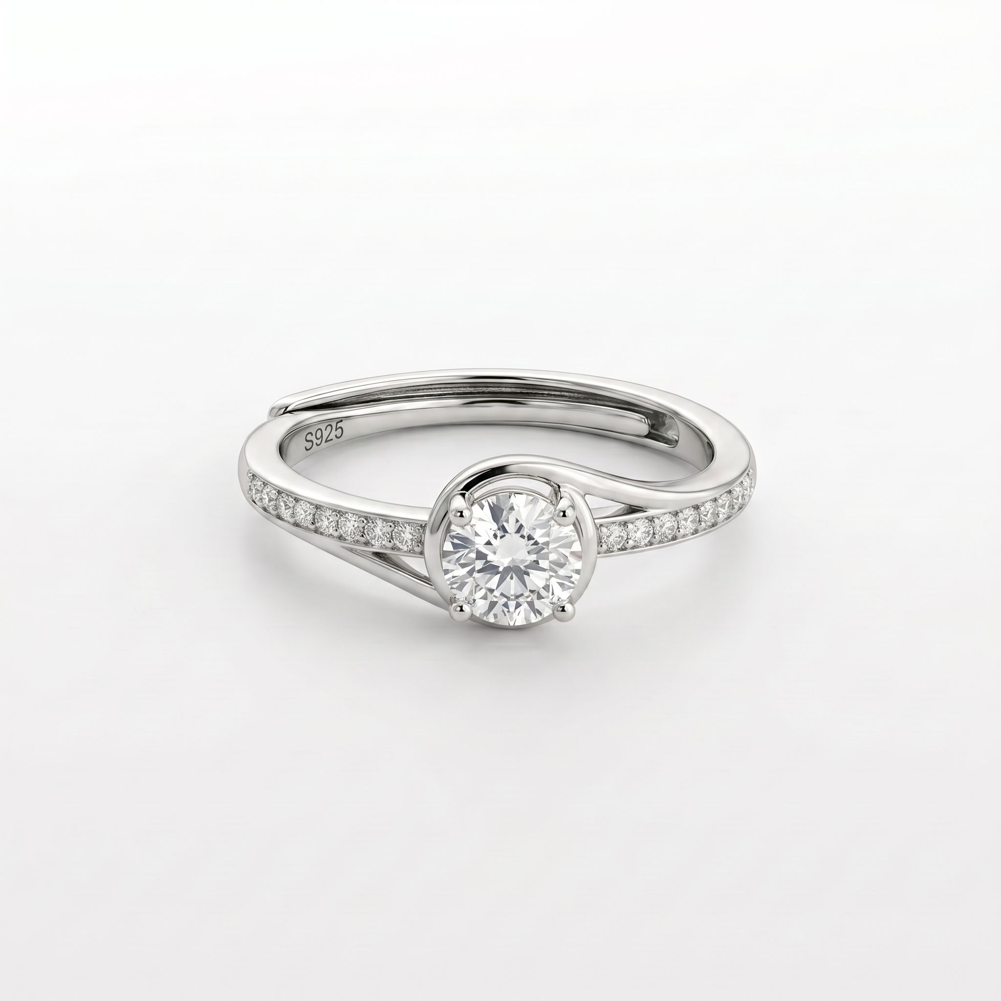 925 Sliver Dual Side Diamond Love Ring For Women Sterling Silver Cubic Zirconia Rhodium Plated Ring-image-4