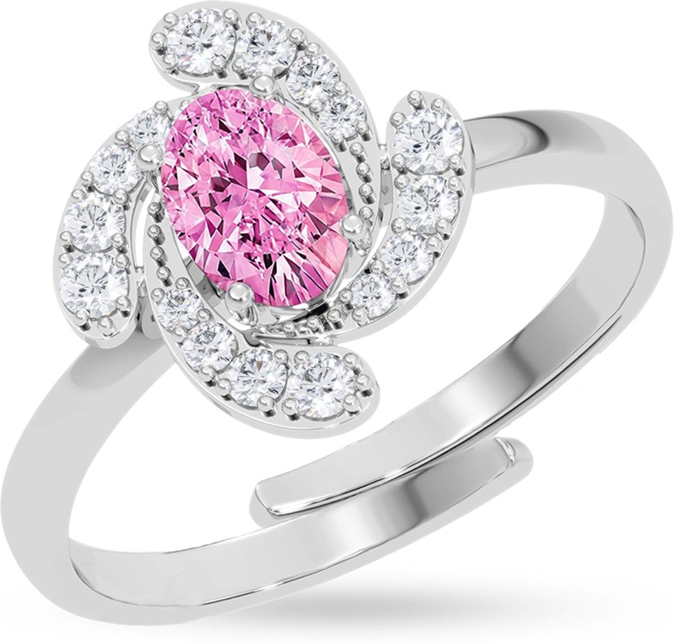 clara Porto Pink Swirl Sterling Silver Cubic Zirconia Platinum Plated Ring-picture-6