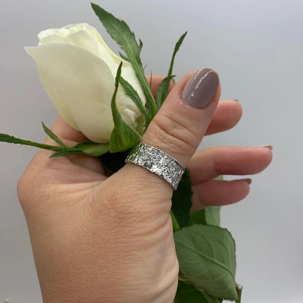 Silver Hammered Thumb Ring for Women Chunky Statement Ring Mothers Day Gift Sterling Silver Ring-image-30