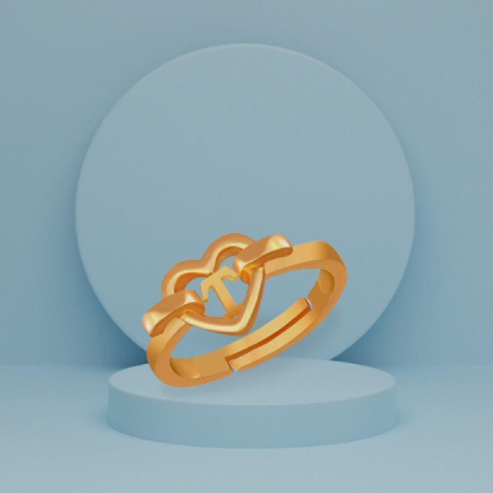 house of common Valentine Adjustable Initial Letter T ring for girl Couple Brass Gold Ring Brass Gold Plated Ring-picture-28