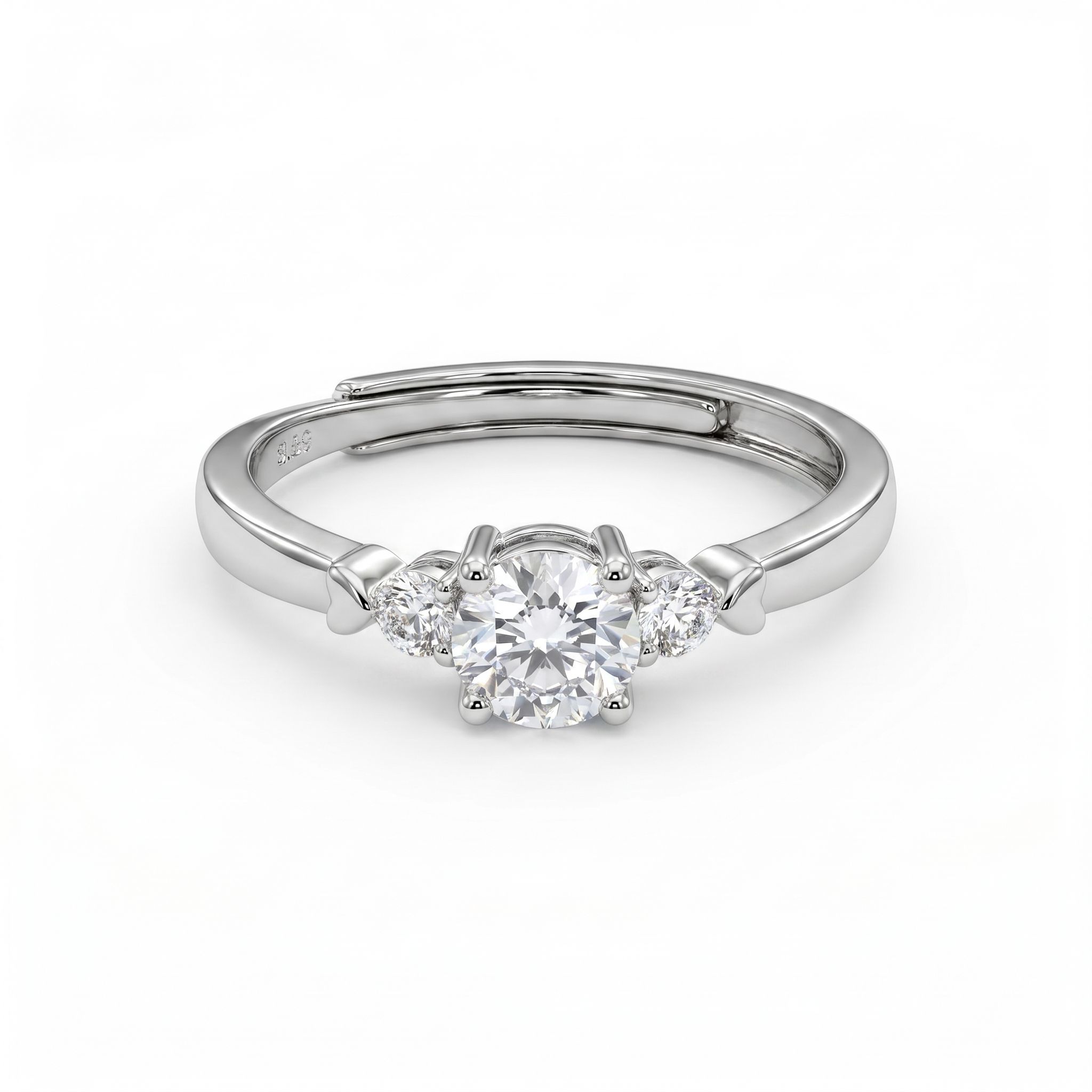 tvish jewels 925 Sliver Three Diamond Studded Ring For Women Sterling Silver Cubic Zirconia Rhodium Plated Ring-picture-34