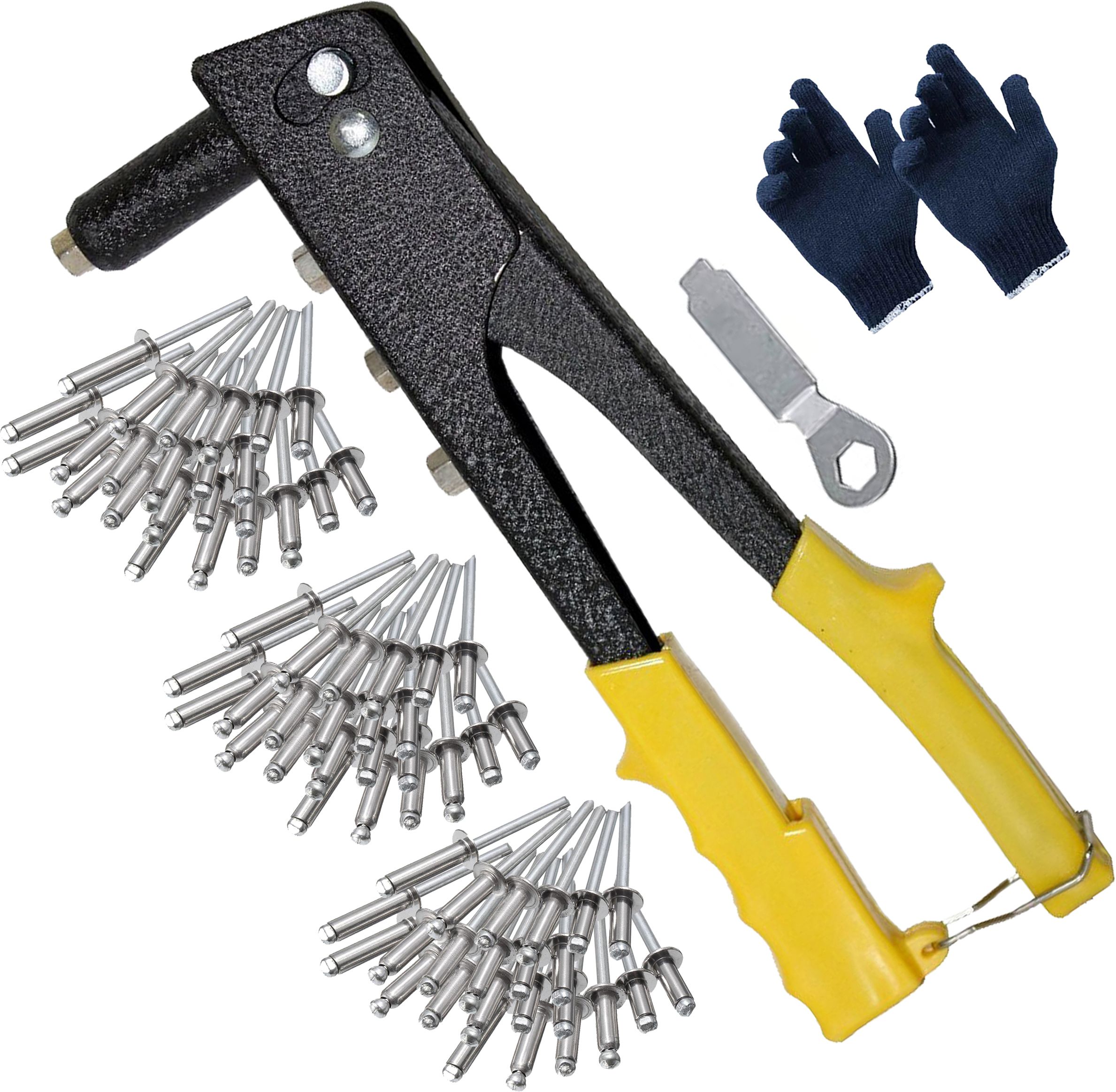 Non-Slip 10-Inch Rivet Plier with 2.4,3.2,4.0mm Rivet Tip and 30pcs Blind Rivet Medium Duty Slow Hitting Rivet Gun-image-49