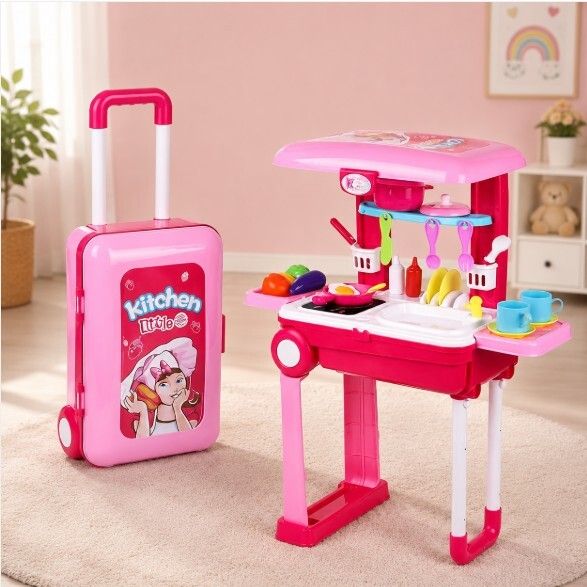 niyamat Kids Kitchen Trolley Play Set with Cooking Station and Kitchen Accessories-picture-37