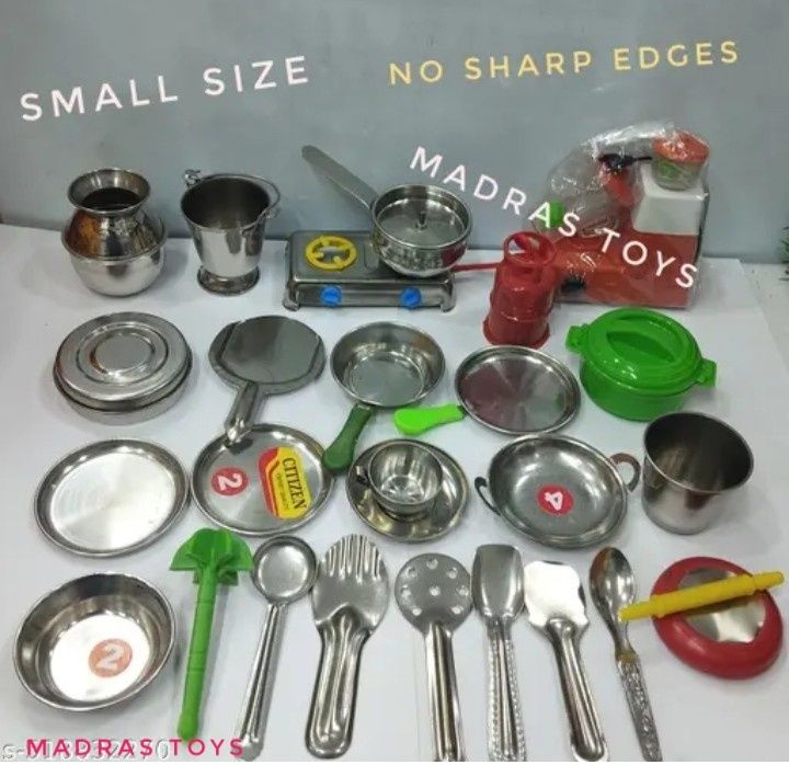 Steel Kitchen Set for kids / Miniature kitchen set / No sharp edges-image-15