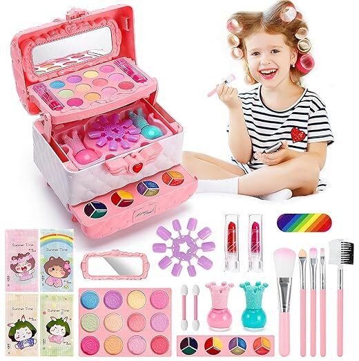 Makeup Girls Princess Play Make Up Toys, for Age 3+ Year Old Gift Makeup Kit