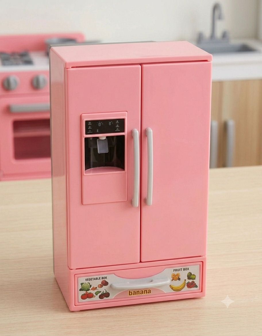 subhan Toy Refrigerator Double Door Pink Mini Kitchen Storage Playset for Kids Fun Toy-picture-36