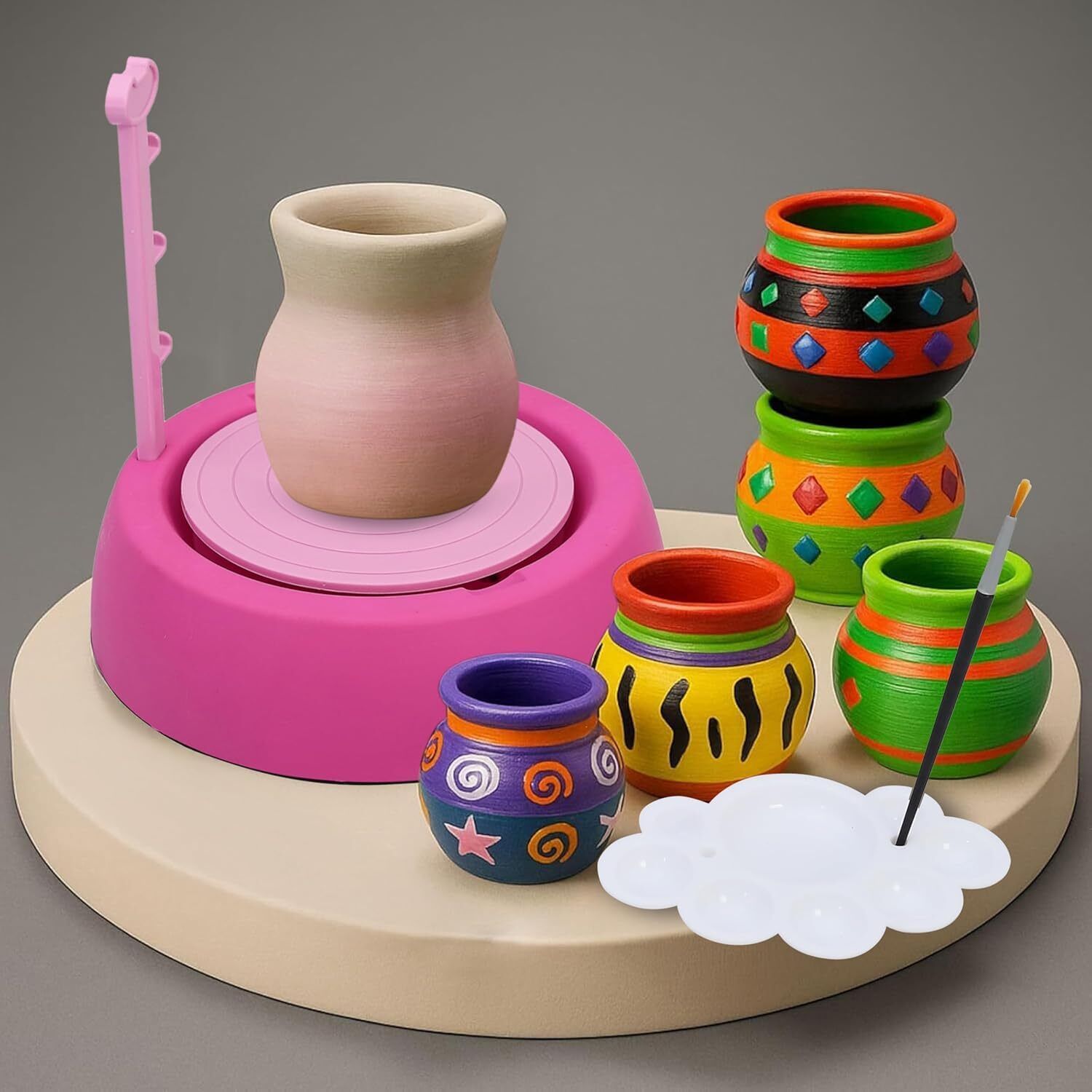 niyamat Pottery Wheel Toy Set with Clays and Painting Kit for Boys and Girls-picture-10