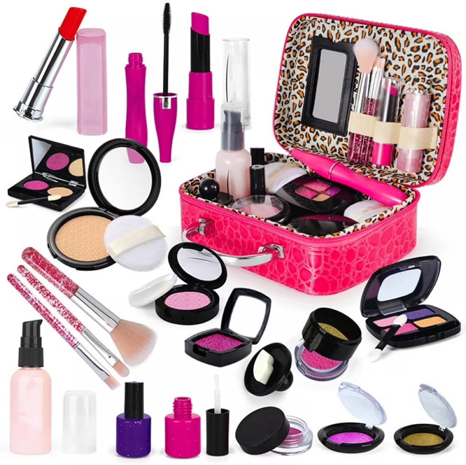 Makeup Kit Set for Kids 3-8 Years Girls|21 Pcs Portable Pretend Play Beauty Set-image-31