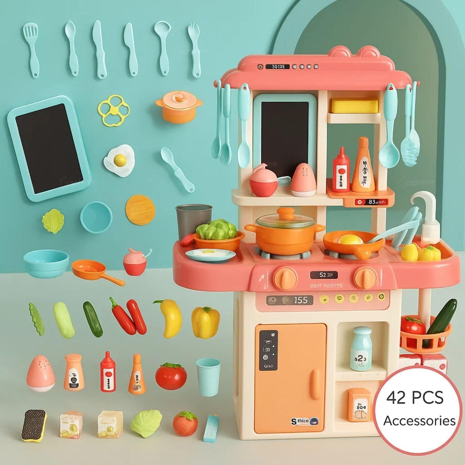 kitchvibe BIG SIZE Kitchen Play set toy for children Modern Kitchen 42 accessories-picture-23