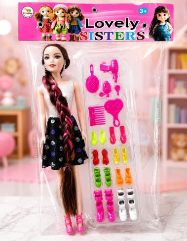 pmw Lovely Sisters Fashion Doll Playset | Long Hair Styling Doll for Girls | Age 3+-picture-47
