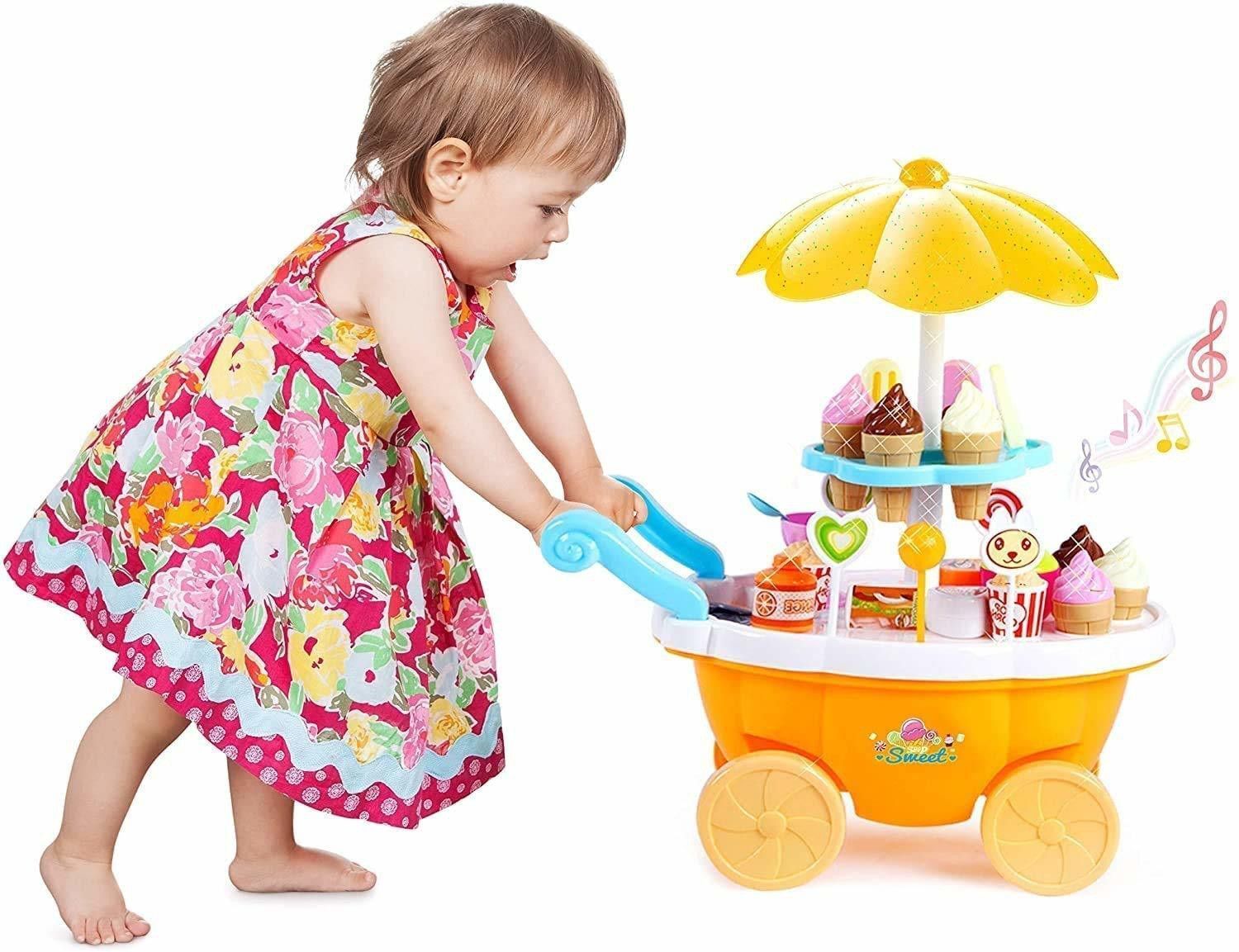 Ice Cream Play Cart Kitchen Set Toy for Kids Girls & Boys-image-4