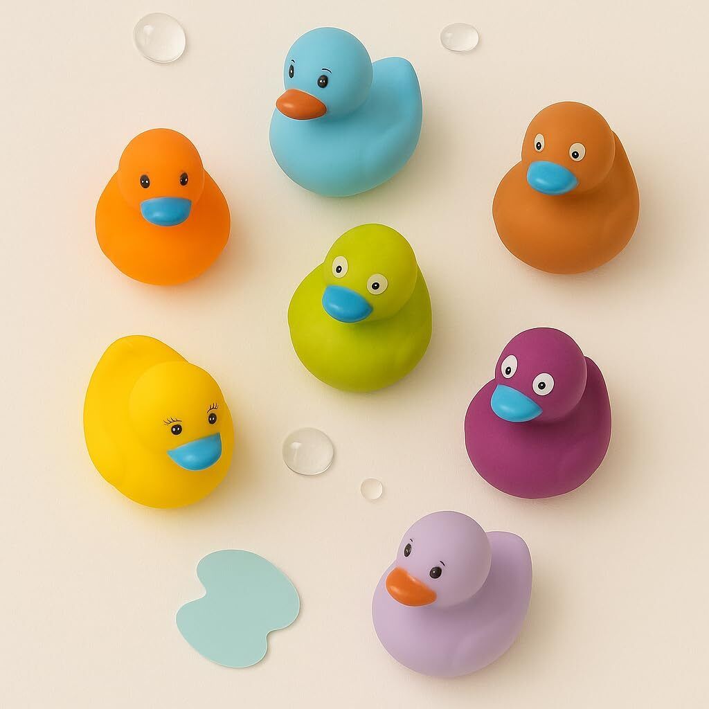 singh ji enterprises Baby Bath Duck Toy Set with Sound Floating Rubber Non-Toxic (Pack of 6) Bath Toy-picture-19