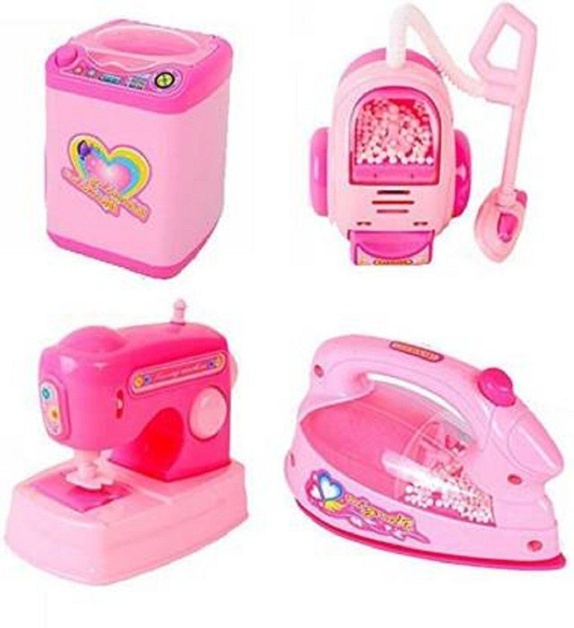 niyamat Battery Operated Mini Household Home Appliances Set of Washing Machine, Vacuum Cleaner, Sewing Machine and Iron for Kids Pretend Playset-picture-28