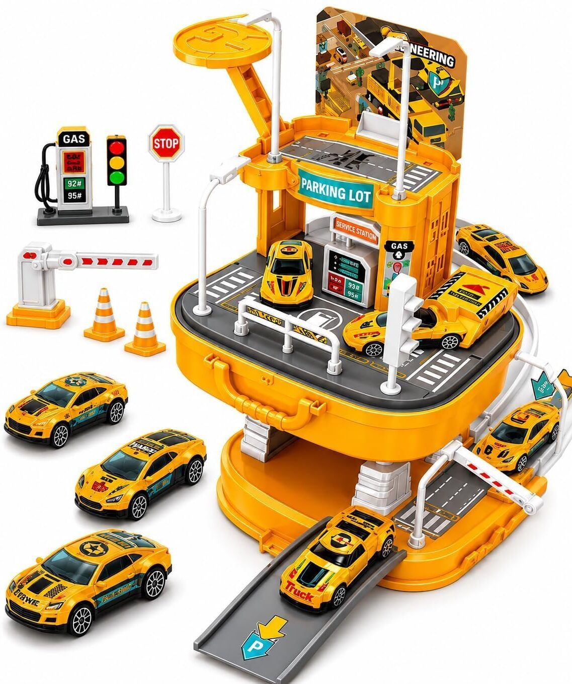 toiisweet Engineering Parking Playset for Kids with Construction Service Station-picture-12