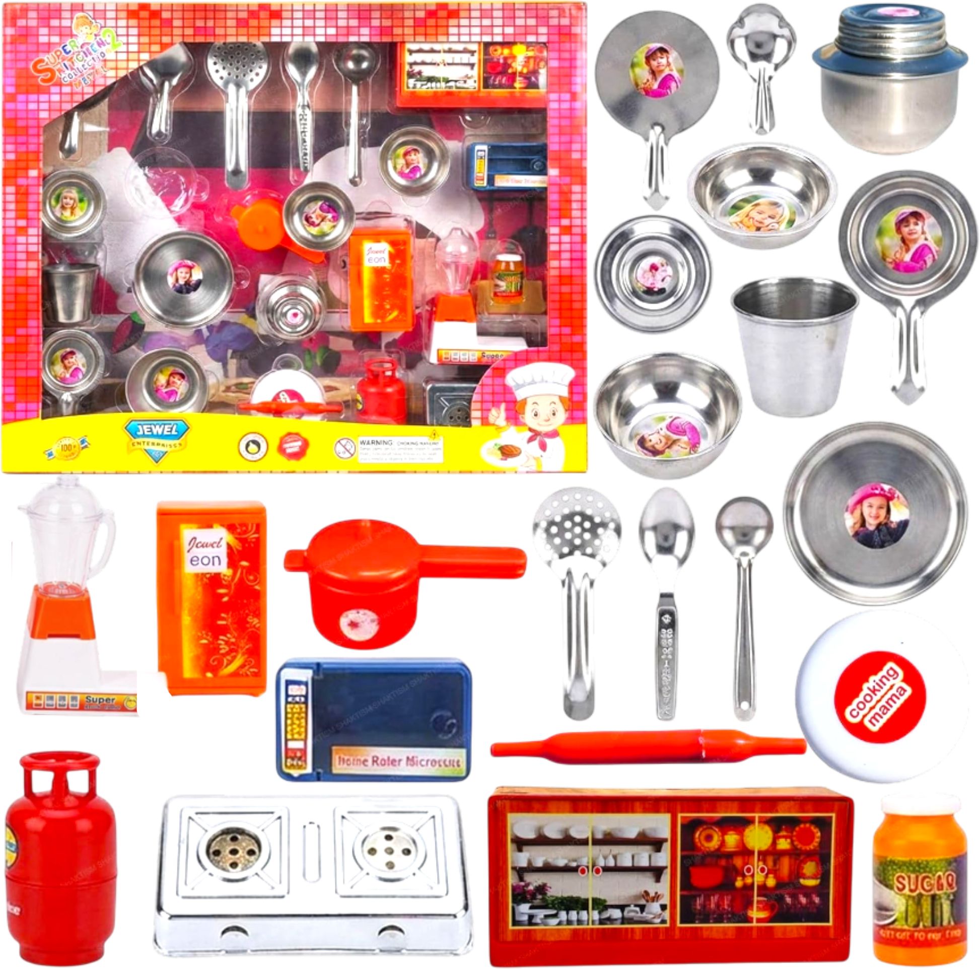 bazaar Super Kitchen Play Set with Stainless Steel Utensils Pretend Cooking-picture-29