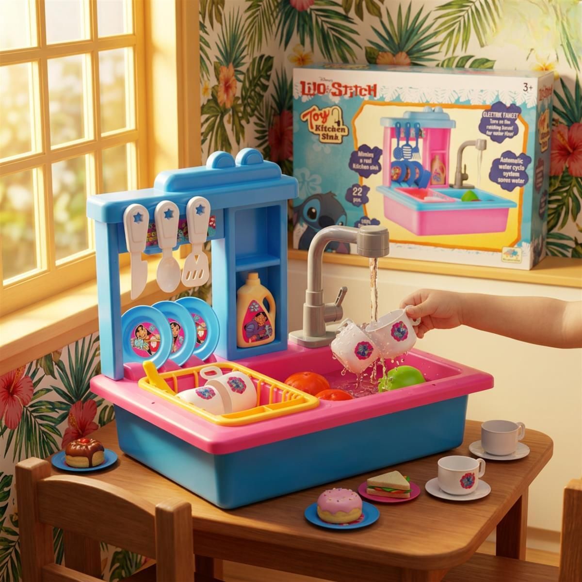 disney Kitchen Sink-Stitch Electric Faucet Play Set (22 Pieces)-picture-18