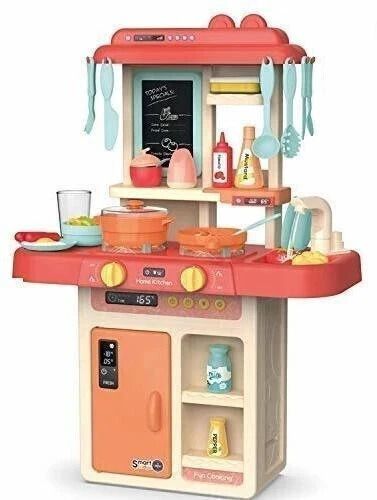 36-Piece Kitchen Playset, with Realistic Lights & Sounds, Play Sink with Running Water,Dessert Shelf Toy & Kitchen Accessories Set