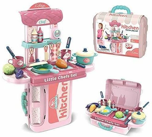3 in 1 Kitchen Suitcase for Kids Mini Kitchen Play Set-image-44