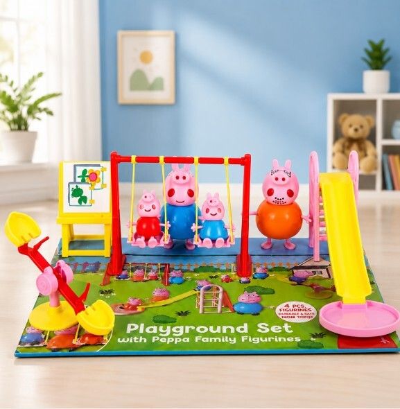 niyamat Cartoon Family Playground Playset with Swing Slide and Character Figures Toy-picture-17