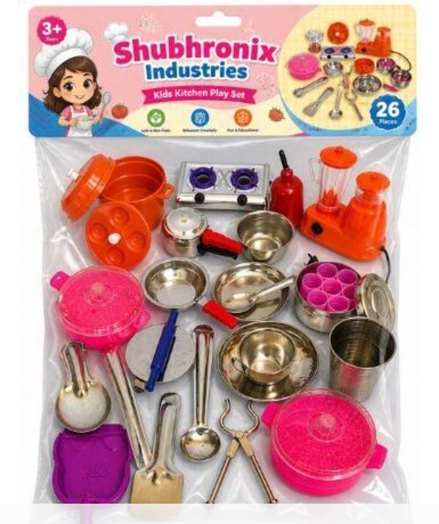 sanvi metal Plastic and paper design silver colour plated coting material play set-picture-48
