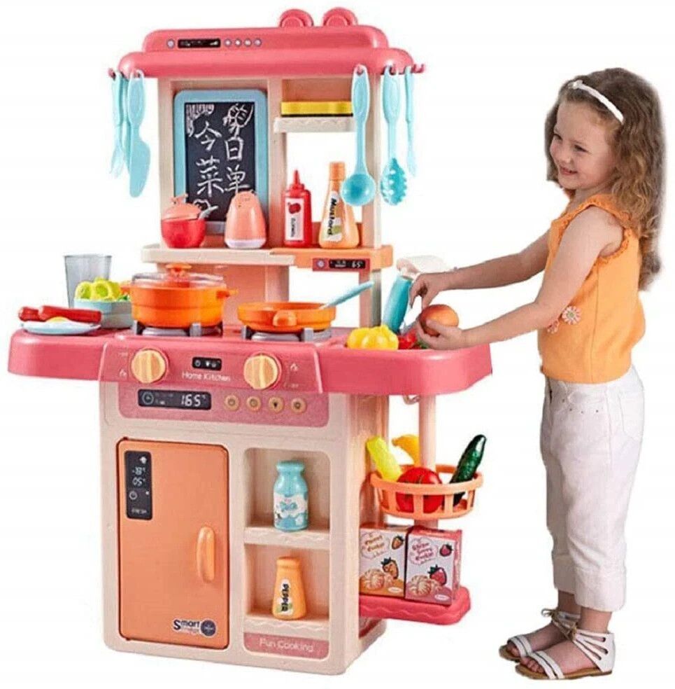 Kitchen Set for Kids Girl 42-Piece , Smoky, Music,Real Water Tap