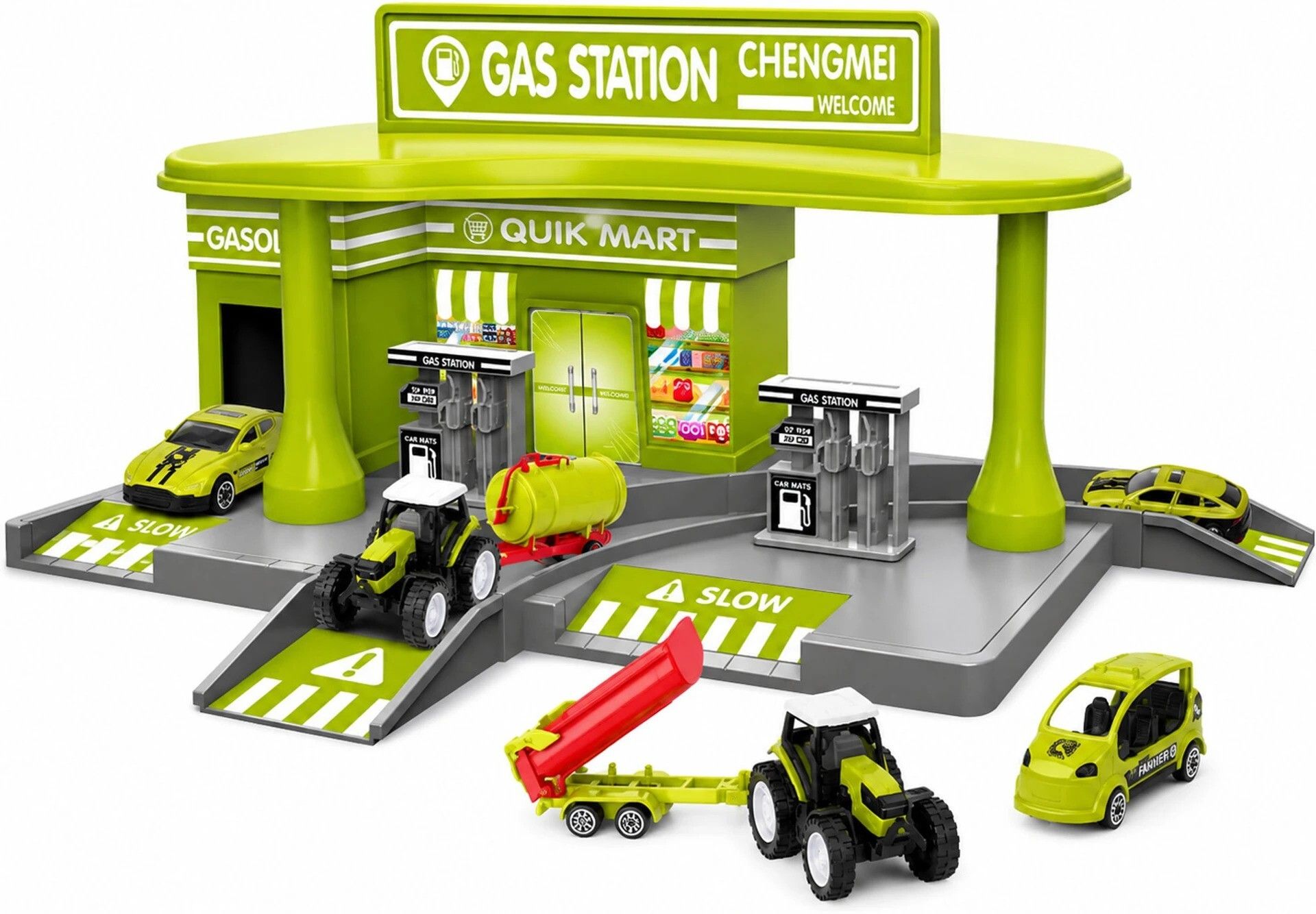 Farm Gas Station with Tractor, Water Tank, Cars,Fuel Pumps,Petrol Station, Store-image-21