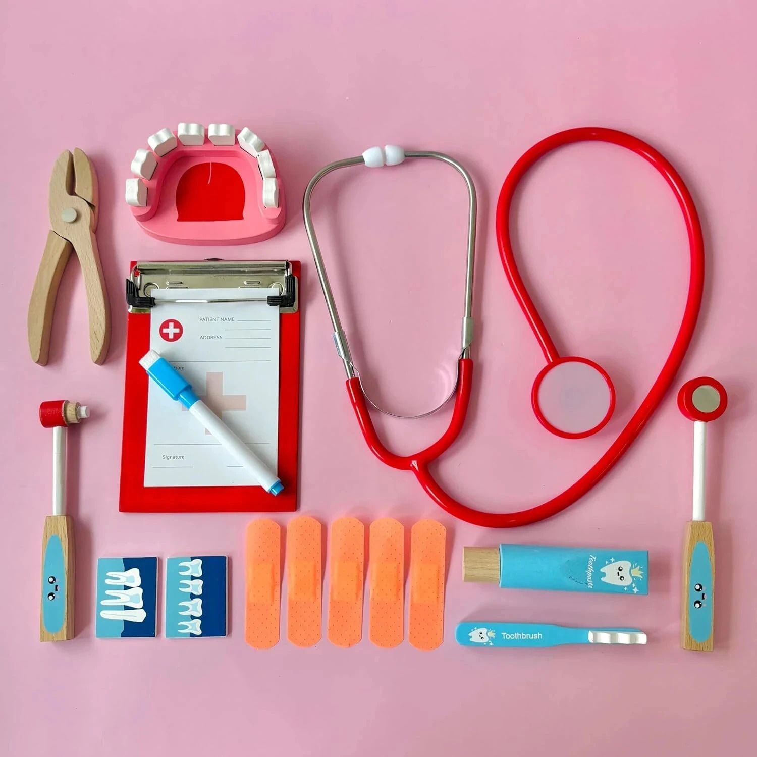cots and cuddles Wooden Little Dentist Pro Set Pretend Play Set for Kids Age 3+-picture-35
