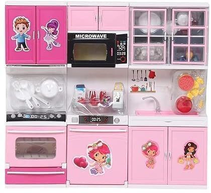 3 Door Plastic Frozen Kitchen Set with Cooking Accessories girl's play set-image-4